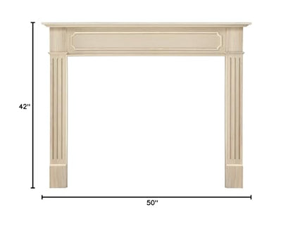 Pearl Mantels ARYB50111 Easy Slim Profiled Transitional Styled Wood Mantel Surround, 50" W x 42" H, Unfinished