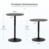 Athena Collection Round Bar Table, Adjustable Height Pub & Bistro Table with 360 Swivel Base, High Top with MDF Desktop - Black Rock Athena Collection