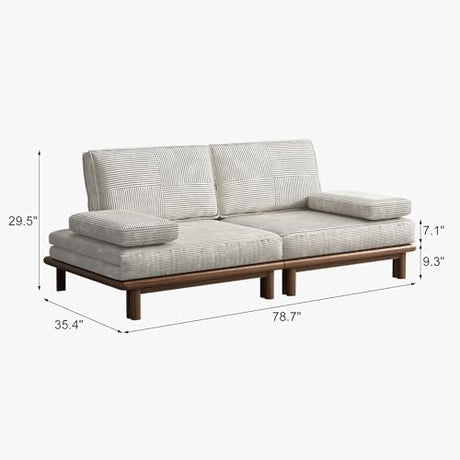 Lartis 78.7" Sofa Bed, Sleeper Pull Out Couch, Modern Couch Convertible Modern Futon for Living Room/Apartment/Bedroom, Modular Design Sofa,Full Solid Wood Frame Lartis
