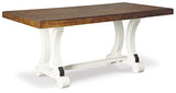 Signature Design by Ashley Valebeck Farmhouse Rectangular Extension Dining Table, Fits up to 8, White & Brown Signature Design by Ashley