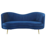 LOKLINGHK Upholstered Blue Loveseat with Vertical Tufting LOKLINGHK