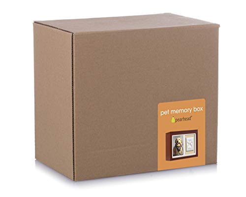 Pearhead Pet Photo Memory Box and Impression Kit for Dog or Cat Paw Print, Clay Paw Print Urn, Pet Memorial, Espresso Pearhead