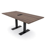 6 Person Rectangle Conference Table With Power And Data | Matte Black Metal T Base | Harmony Series Meeting Tables for Offices, Training Rooms, and Homes | Natural Eucalyptus - 6' SKUTCHI DESIGNS INC.