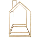 Merax Twin Size Wood House Bed, Wooden Bedframe with Roof for Kids, Teens, Boys or Girls, Natural Merax