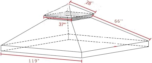 FORALEBEN 10' x 10' Gazebo Replacement Canopy Top Cover for 2 Tier Canopy Patio Garden Gazebo Outdoor BBQ Roof Cover Shelter (Taupe) FORALEBEN