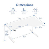 Klicelor 55 Inch L Shaped Standing Desk, Adjustable Height Corner Desk for Home Office Workstation, Sit Stand Desk with Two-Piece Desktop, White Klicelor