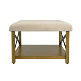 HomePop Tufted Ottoman with Wooden Storage - Cream HomePop