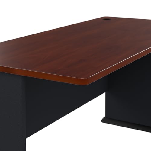 Bush Business Furniture Series A 60W Computer Desk in Hansen Cherry and Galaxy, Large Office Table for Home or Professional Workspace - WoodArtSupply