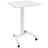 Mount-It! Adjustable Rolling Laptop Desk, Mobile Standing Desk with Wheels, Small Sit-Stand Computer Cart for Home, Office, or Classroom, 29.6–44.2" Height, 23.6"x20.5" Desktop, White Mount-It!