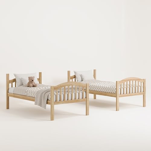 Storkcraft Long Horn Twin-Over-Twin Bunk Bed (Natural) - GREENGUARD Gold Certified, Converts to 2 Individual Twin beds Storkcraft