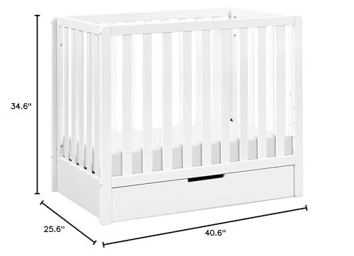 Carter's by DaVinci Colby 4-in-1 Convertible Mini Crib with Trundle Drawer in White, Greenguard Gold Certified, Undercrib Storage