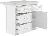 Crosley Furniture Cutler Faux Marble Top Kitchen Island with Storage, Breakfast Bar, Microwave Stand, White Crosley Furniture