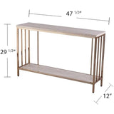 SEI Furniture Brexlyn Faux Stone Top Console Table in Champagne and White Southern Enterprises