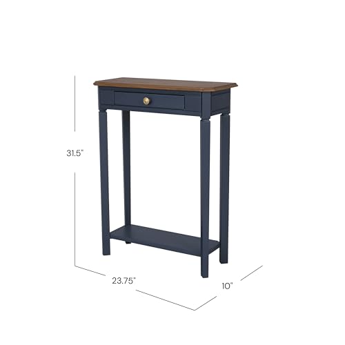 East at Main Marnie Console Table – 23.75” Wide Navy Blue Entryway Table with Storage Drawer & Shelf – Slim Accent for Hallways, Foyers, Living Rooms and Small Spaces – Handcrafted Bayur Wood East at Main