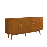 Walker Edison Mid-Century Modern Wood Kitchen Buffet Sideboard Entryway Serving Storage Cabinet Doors-Dining Room Console, 70 Inch, Acorn Walker Edison