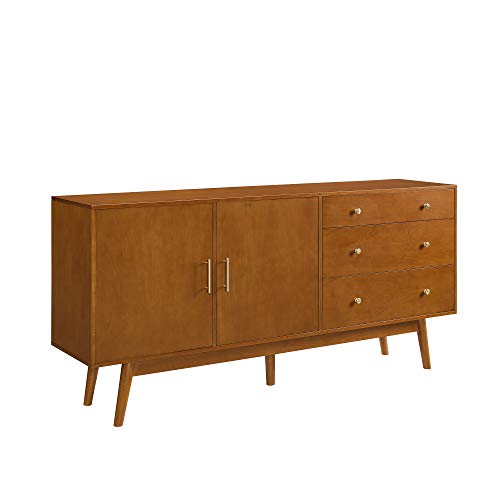 Walker Edison Mid-Century Modern Wood Kitchen Buffet Sideboard Entryway Serving Storage Cabinet Doors-Dining Room Console, 70 Inch, Acorn - WoodArtSupply