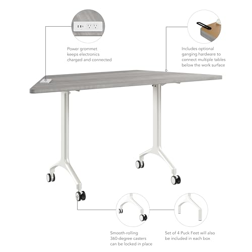 Bush Business Furniture 60-inch Trapezoid Modular Office Conference Table, Synergy Collection, Platinum Gray Bush Furniture