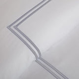 BedDecor Luxury Soft Brushed 400-Thread-Count Egyptian Cotton Embroidered Duvet Cover Set with Beautiful 2-Stripe Embroidery - - Twin/Twin-XL - White/Silver Grey BedDecor