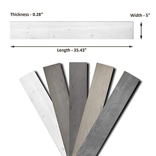 Luxdecor Real Wood Wall Planks for Wall- White Shiplap Boards 5" Peel and Stick Shiplap Boards 10 Pieces Wall Shiplap Planks Board 12.5 Sq Ft Luxdecor