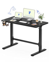 FLEXISPOT H7 Plus Gas Spring Adjustable Standing Desk, Mobile Rolling Sit-Stand Table with Wheels, Cordless Stand Up Desk for Small Spaces & Home Office, 48" One-Piece Desktop Black,Height 27.6"–45" FLEXISPOT