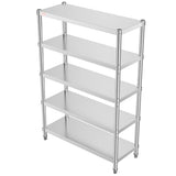VEVOR Stainless Steel Shelving 48x18.5 Inch 5 Tier Adjustable Shelf Storage Unit Stainless Steel Heavy Duty Shelving for Kitchen Commercial Office Garage Storage 330lb Per Shelf VEVOR