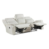 Lexicon Manual Double Reclining Sofa, Polished Microfiber Upholstered 3 Seater Manual Sofa Recliner for Living Room, Wall Hugger, Easy Assembly, Beige Lexicon