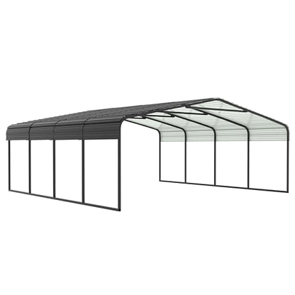 MUPATER Outdoor Carport, 20' x 20' Heavy Duty Canopy for Garage, Car Garage Shelter with Galvanized Metal Roof and Frame for Car, Grey - WoodArtSupply