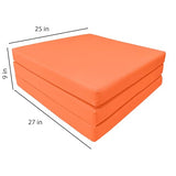 D&D Futon Furniture Trifold Foam Beds, Floor Tri-Fold Bed, Foldable Shikibuton Mattress Cushion Topper Mat for Space Saving Sleepover 3x27x75 in, Orange D&D Futon Furniture