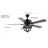 JONATHAN Y JYL9613A Jasper Farmhouse Industrial Iron Dome Shade LED Ceiling Fan with Remote, for Bedroom, Living Room, Dining Room 52" 2 Light, Black JONATHAN Y