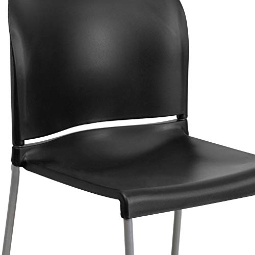 Flash Furniture Hercules Series Contoured Stacking Chairs for Waiting Rooms and Offices, Ergonomic Lobby Chairs with Curved Back, Set of 5, Black Flash Furniture