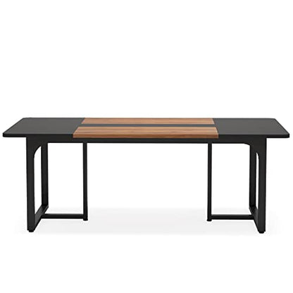 Rectangle Conference Table with Spliced Board, 6FT Long Meeting Seminar Table up for 8 People, Industrial Business Large Office Conference Room Table Boardroom Desk for Home Office, Dining Ro - WoodArtSupply