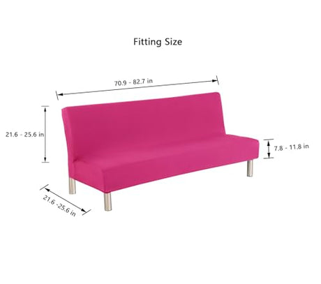 Cornasee Stretch Futon Cover Slipcover Full Size,Fully Folding Armless Sofa Bed & Couch Protector,Machine Washable (Pink) Cornasee