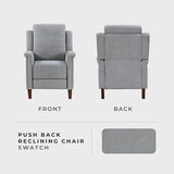 Lexicon Push Back Recliner Chair with Footrest, Reclining Sofa Armchair, Modern Chenille Fabric Recliner with Nailhead Trim for Living Room/Office/Apartment, Gray