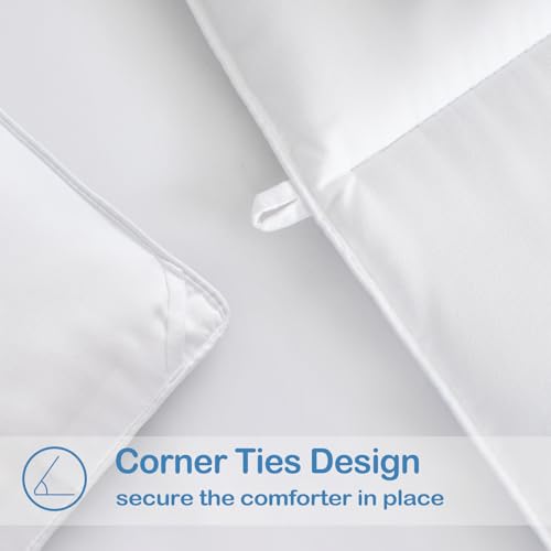 EASELAND Oversized Queen Down Alternative Comforter - Quilted Duvet Insert for All Seasons, Soft Lightweight with Corner Tabs, Summer Winter Warm Bedding, White 98×98 Inches EASELAND