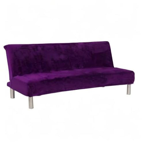 MIFXIN Armless Sofa Bed Cover Stretch Futon Slipcover Plush Thick Solid Color 3 Seat Full Folding Sofa Couch Futon Furniture Protector Without Armrests (Purple) MIFXIN