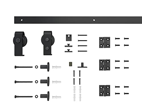 36 in. x 80 in. 1 Panel Shaker Primed MDF Composite Bi-Fold Barn Door with Sliding Hardware Kit Calhome