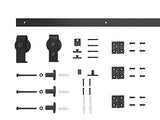36 in. x 80 in. 1 Panel Shaker Primed MDF Composite Bi-Fold Barn Door with Sliding Hardware Kit Calhome