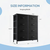 Atilioo Dresser for Bedroom with 8 Drawers, Anti-Tip Tall Fabric Chests Storage Organizer Tower Furniture with Wooden Top Metal Frame for Clothes, Closet, Living Room, Hallway, Entryway Atilioo
