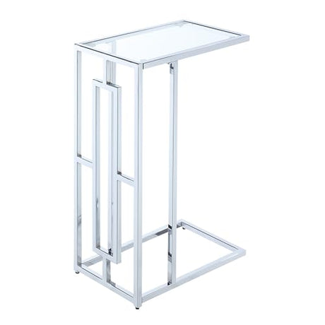 Convenience Concepts Town Square Chrome C End Table 15.75" - Contemporary C Couch Table, Modern Living Room Glass Side Table, Family Room Sliding End Table, Glass/Chrome Convenience Concepts