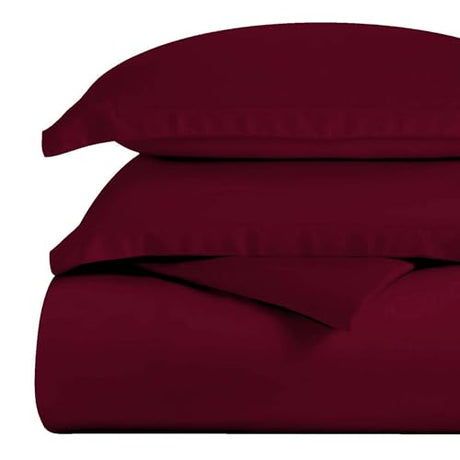 Superior Combed Cotton, 300 Thread Count 2 Piece Duvet Cover Set with 1 Pillow Sham, Single Ply Cotton, Soft and Luxurious Bedding Sets - Twin Duvet Cover, Burgundy Superior