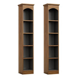 LITTLE TREE 70.9" Tall Bookcase, 5-Tier Open Bookcase with Cubes, Wood Bookshelf with Storage Space, Freestanding Narrow Bookcase for Home Office, Brown, 2 Pack LITTLE TREE