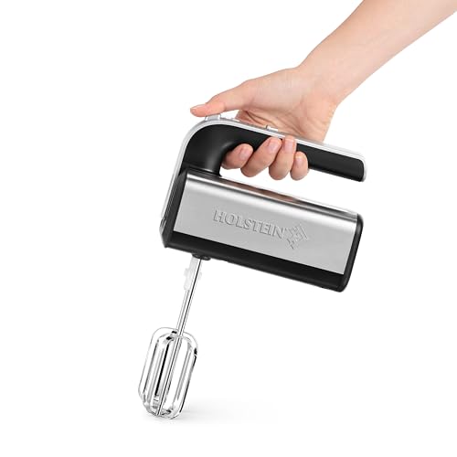 Holstein Housewares 5-Speed Hand and Stand Mixer, 250W Power with LED Light, Black and Stainless Steel – Versatile Mixer for Baking, Whipping, and More Holstein Housewares