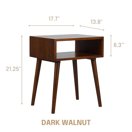 NTC Zoe Solid Wood Nightstand, Featuring Adaptable Design, 150 lbs Load Capacity, Water-Resistant, Elevate Your Space, Easy Assembly - Dark Walnut NTC