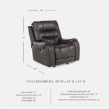 Signature Design by Ashley Trumble Modern Faux Leather Manual Rocker Recliner with Track Arms, Gray Signature Design by Ashley