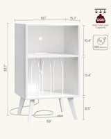 Yzosvki Record Player Stand, 3-Tier Side End Table with Charging Station, Turntable Stand Up to 160 Albums, Vinyl Storage Cabinet Dispaly Shelf for Living Room, Classic White Yzosvki