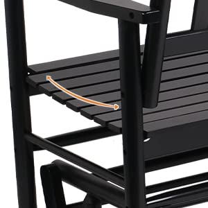 Fadidio Patio Glider Bench Outdoor, Porch Swing Glider for Outside, Wooden 2-Person Loveseat Rocking Bench Funiture, Black Gliders - WoodArtSupply