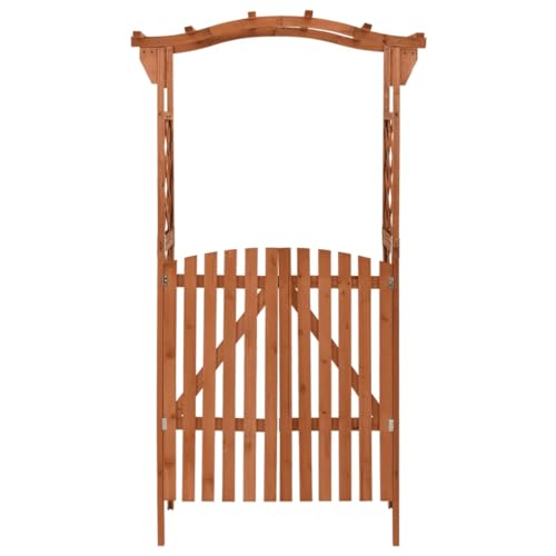 vidaXL Weather-Resistant Firwood & Pine Wood Pergola with Gate - Elegant Outdoor Arch for Climbing Vines vidaXL