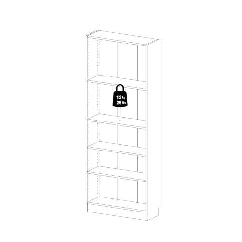 Tvilum Element Wide 5 Shelf Bookcase, Tall, White Tvilum