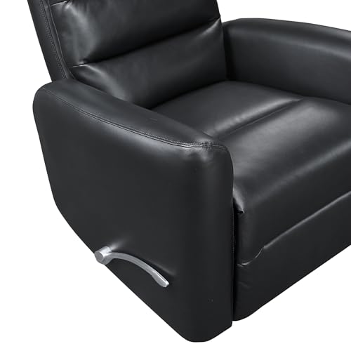 Lexicon Swivel Glider Recliner Chair, Comfy Nursery Glider, Faux Leather Recliner, Manual Reclining Chair for Living Room/Office/Apartment, Black Lexicon