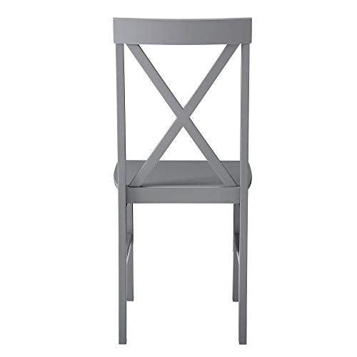 Walker Edison 4 Person Modern Farmhouse Wood Small Dining Table Dining Room Kitchen Table Set Dining 4 X Chairs Set, 48 Inch, White and Grey Walker Edison